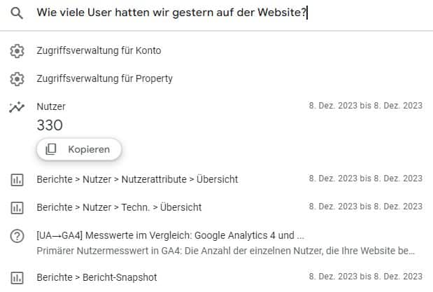 Google Analytics 4 Radar-Suchverlauf