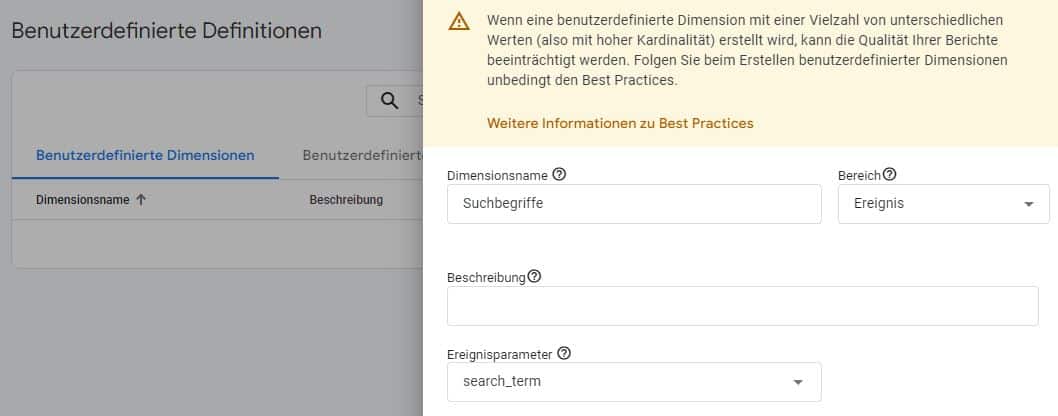 Mit search_term in Google Analytics 4 die Suchbegriffe der Website-Suche auswertbar machen