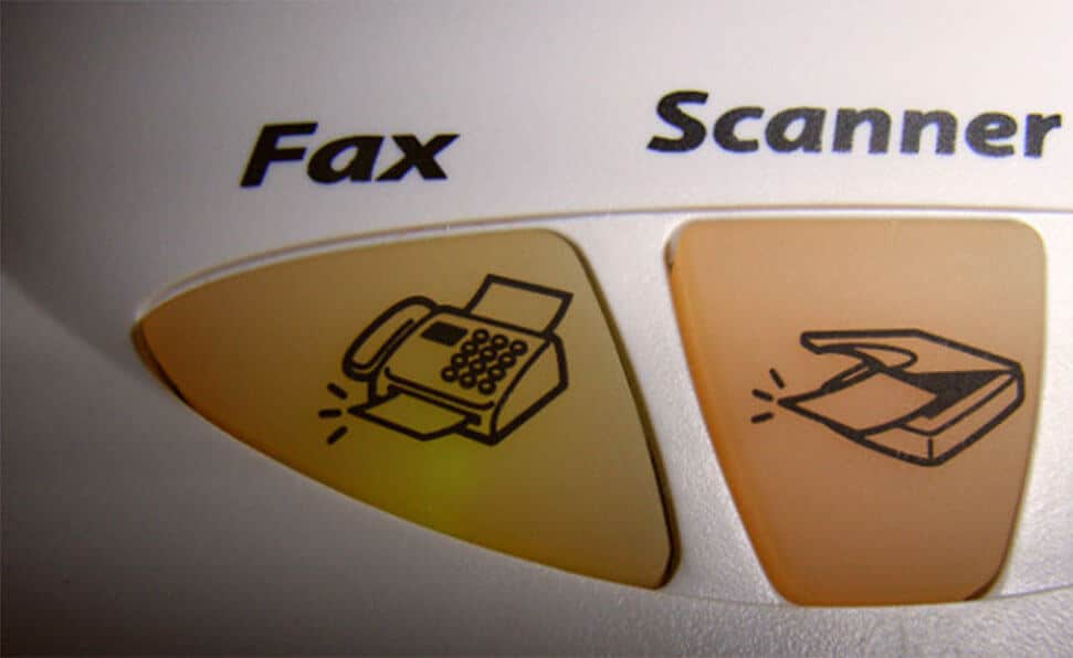 Nahafnahme der Tasten auf einem Faxgerät