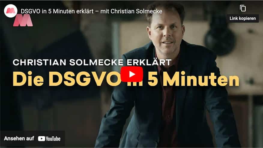 YouTube Thumbnail zum Video "Die DSGVO in 5 Minuten" von Christian Solmecke
