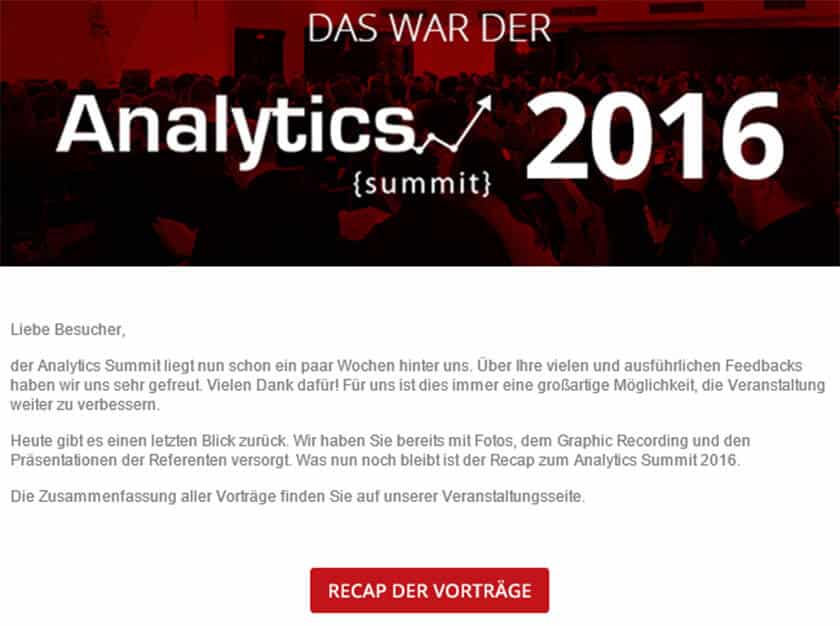 E-Mail-Newsletter für Analytics-Summit 2016
