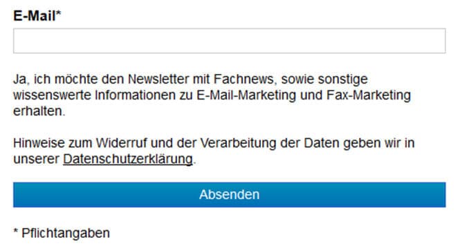 Rechtlich konforme Online-Newsletter-Anmeldung