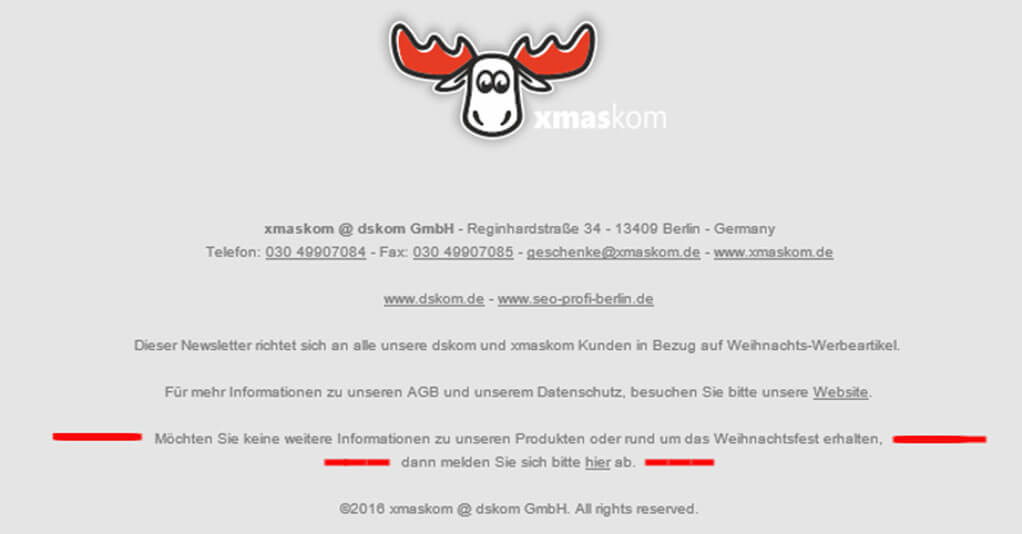 E-Mail-Newsletter Abmeldelink im Newsletter