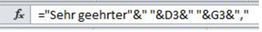 Fax-Marketing - EXCEL – Verkettung von Spalteninhalten