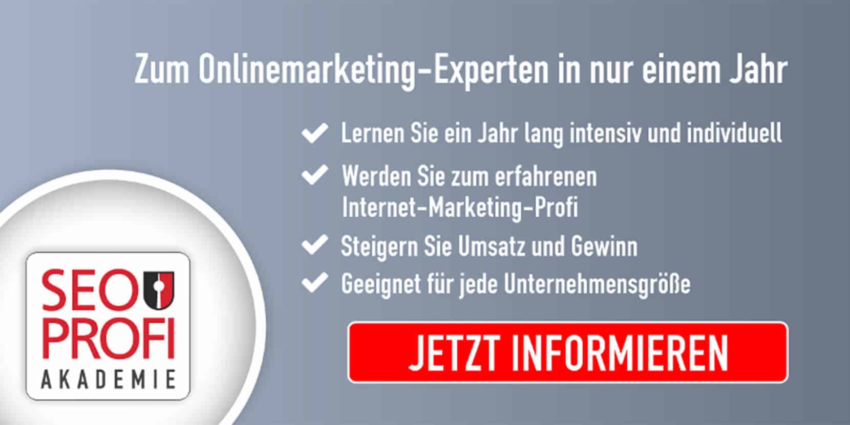 Anzeige "Zum Onlinemarketing Experten" in nur einem Jahr