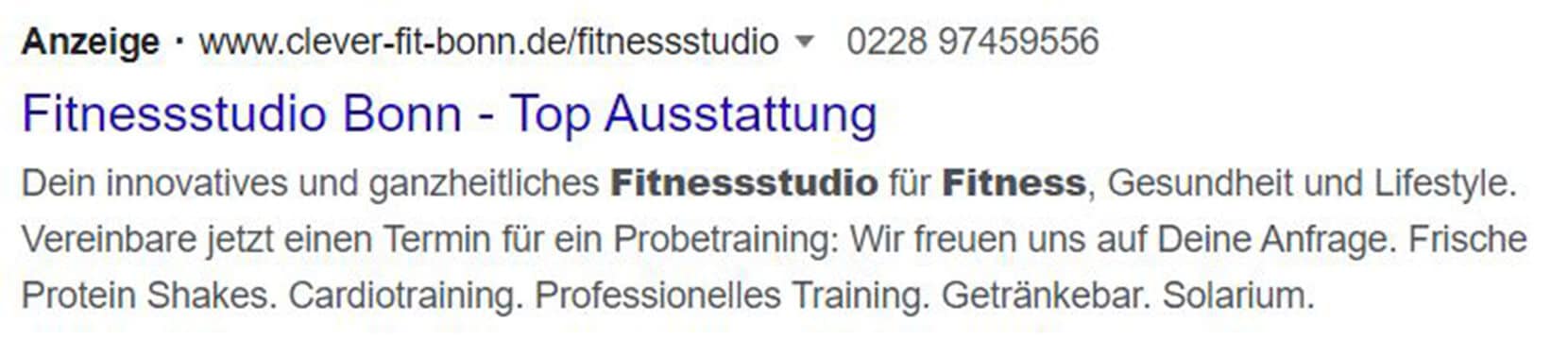 Google Ads Anzeige in den Suchergebnissen