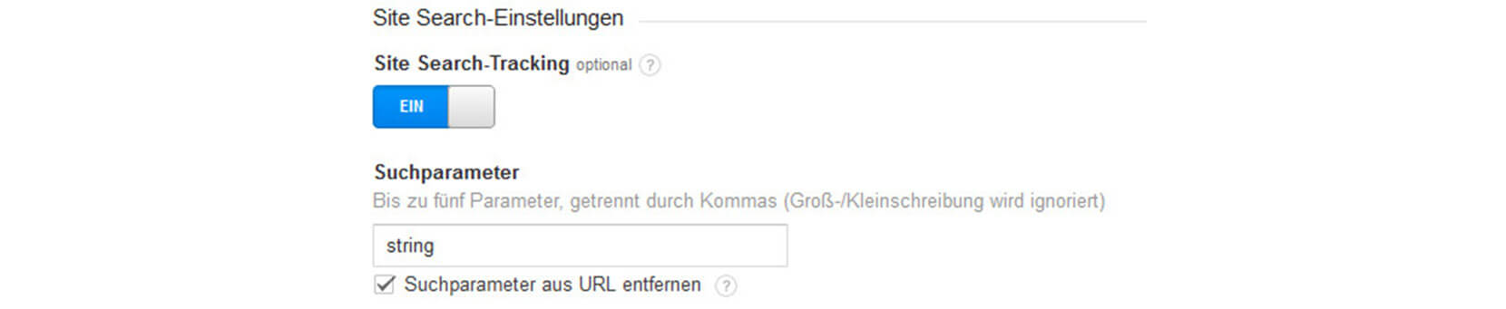 Site Search Tracking in GA einschalten