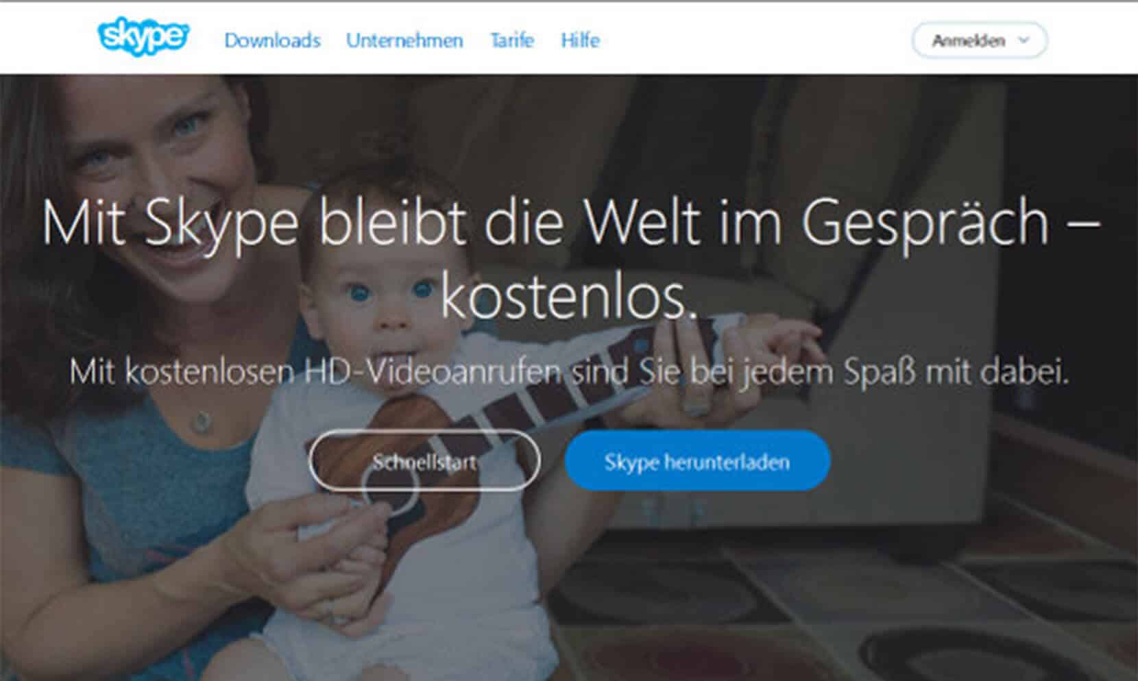 Website von Skype