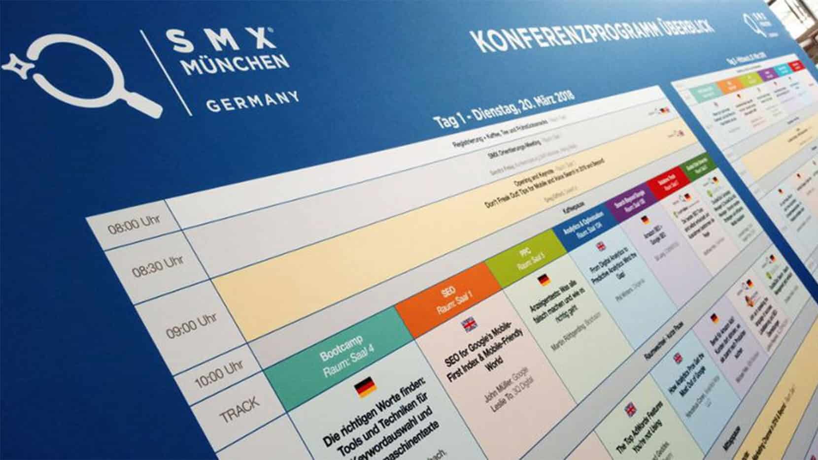 Session-Board der SMX 2018 in München