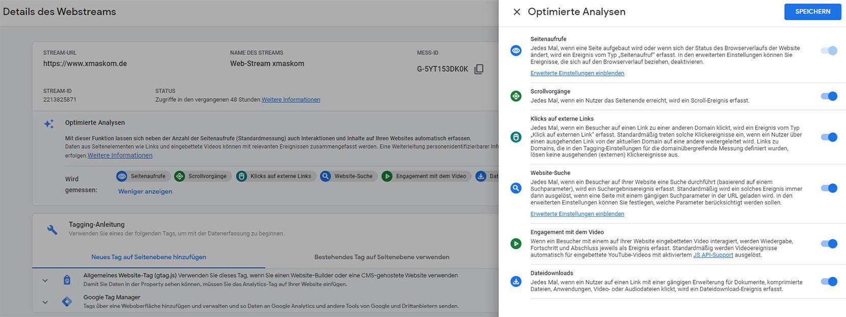 Konfiguration der Messung der Nutzung der Website-Suche mit Google Analytics 4