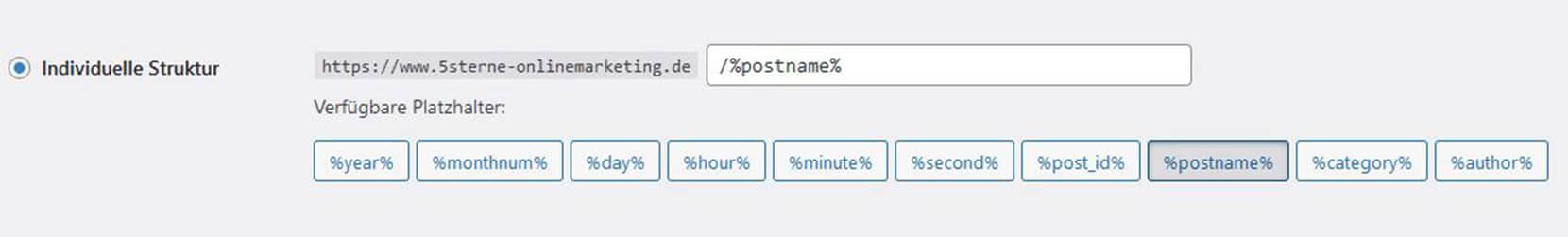 Worpress - Permalinks-Einstellung