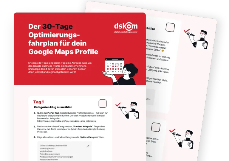 Der 30-Tage Optimierungsfahrplan für dein Google Maps Profil – dskom Freebie