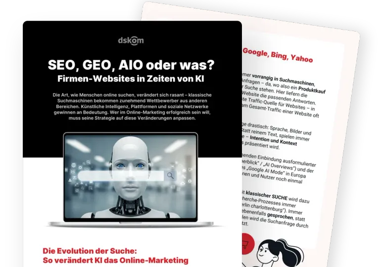 SEO, GEO, AIO oder was? Firmen-Websites in Zeiten von KI – dskom Freebie