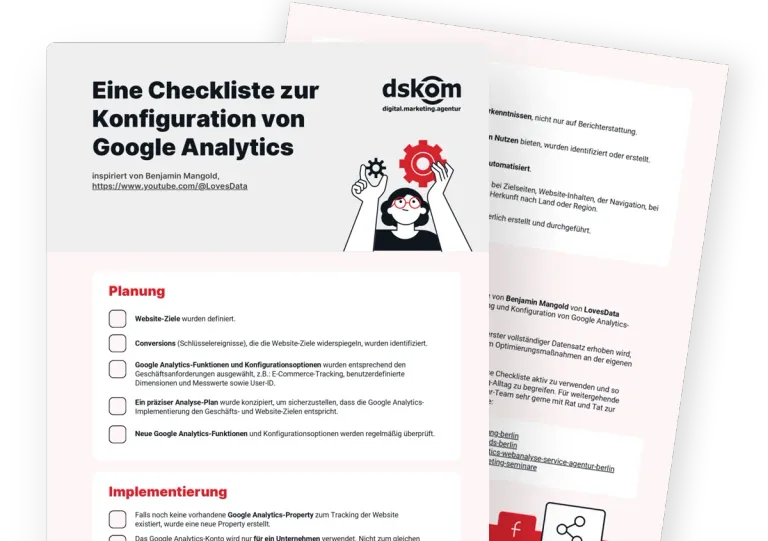 Checkliste zur Konfiguration von Google Analytics – dskom Freebie