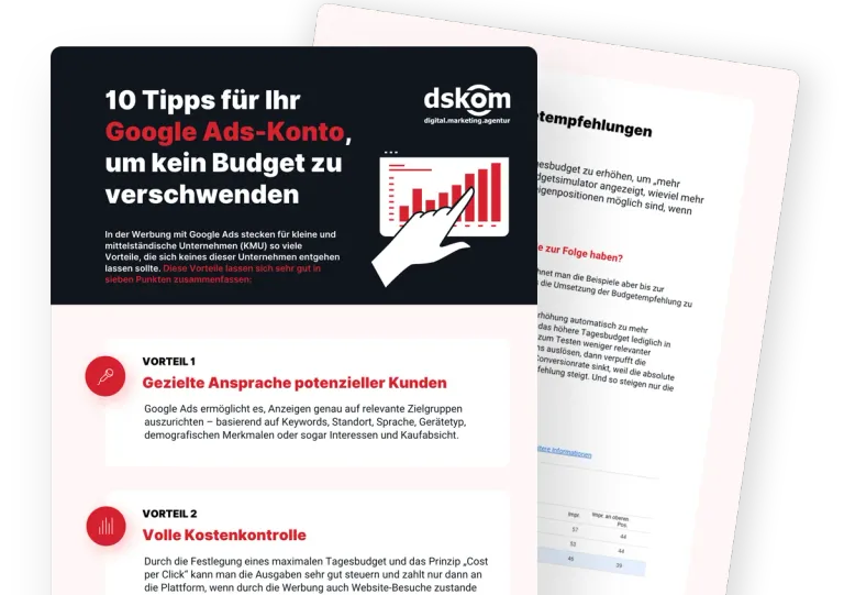 10 Tipps für Ihr Google Ads-Konto – So verschwenden Sie kein Budget (dskom Freebie)