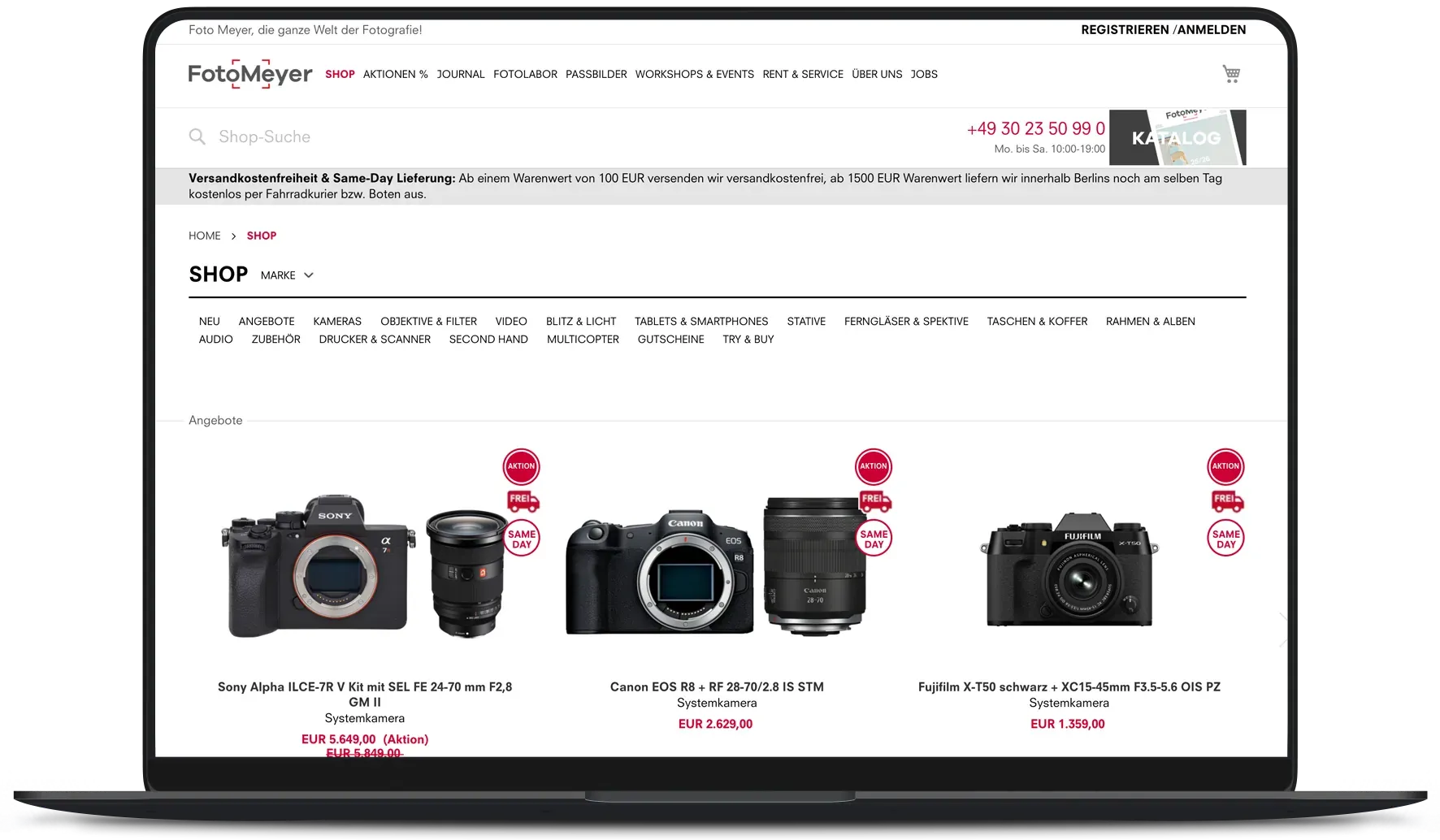 Onlineshop von Foto Meyer am Laptop – Google-Ads-Betreuung durch dskom in Berlin